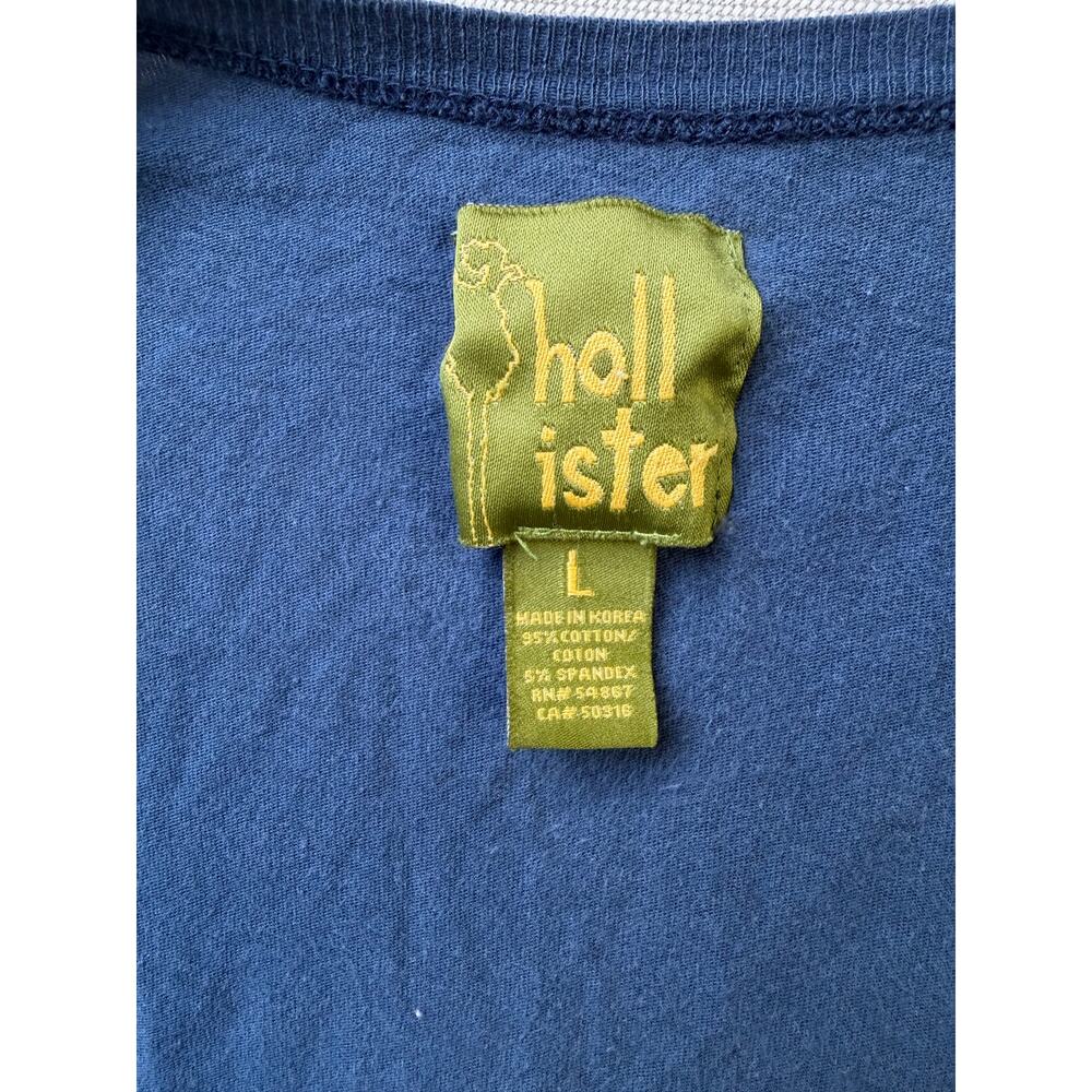 Vintage Y2K Hollister Long Sleeve Scoop Neck Shirt Fitted Tee Blue Women Large - Picture 3 of 12